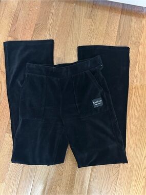 bebe Black Velour Wide-Leg Lounge Pants